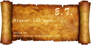 Bierer Tímea névjegykártya